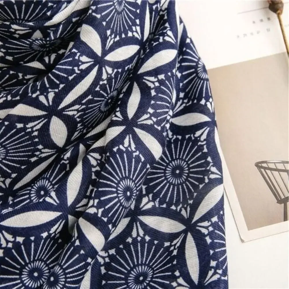 NEW Boho Exotic Tasseled Rectangle Soft Chic Scarf Large Navy Blue White